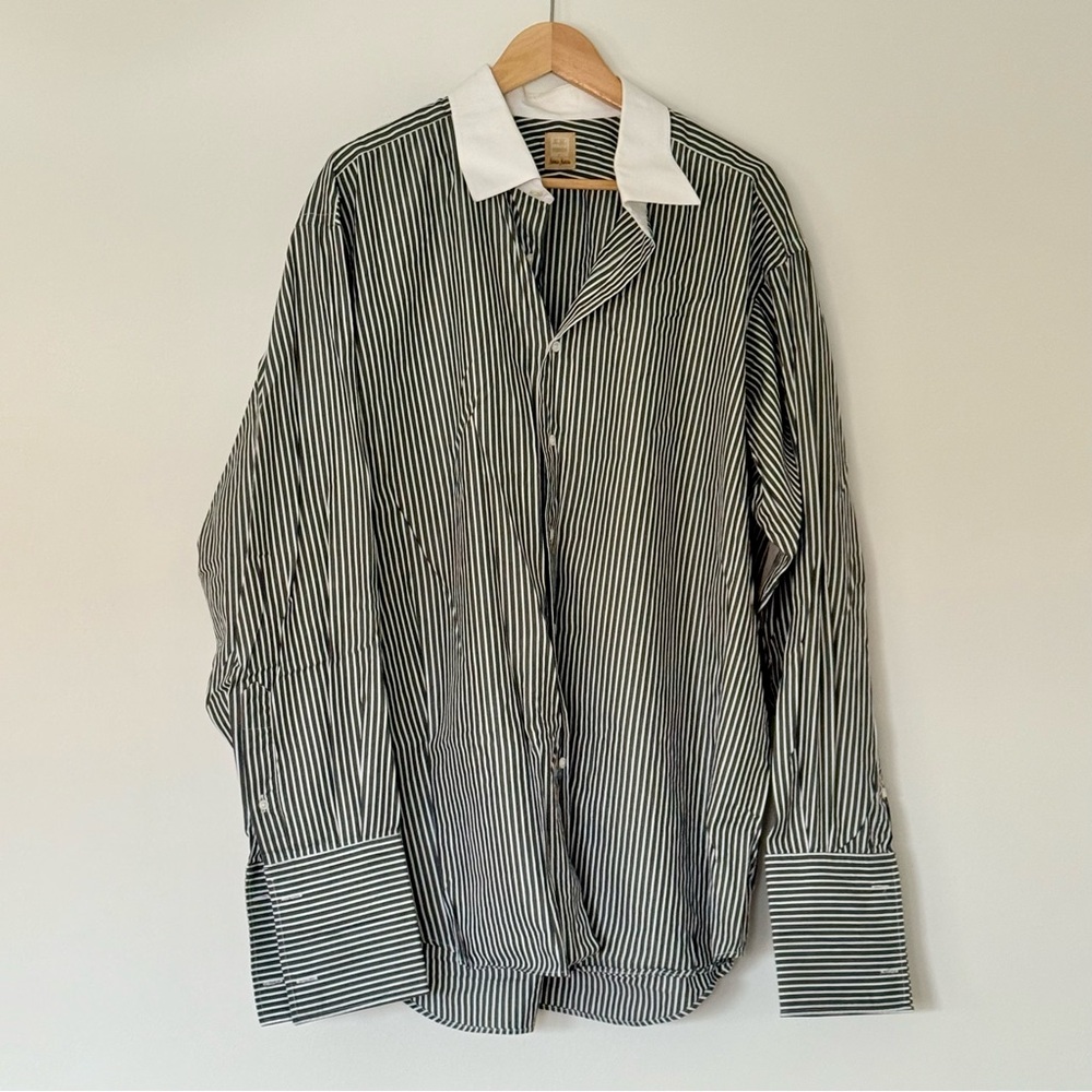 VINTAGE Ike Behar | Striped dress shirt with French cuffs | 18-L